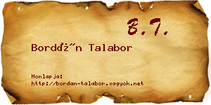 Bordán Talabor névjegykártya